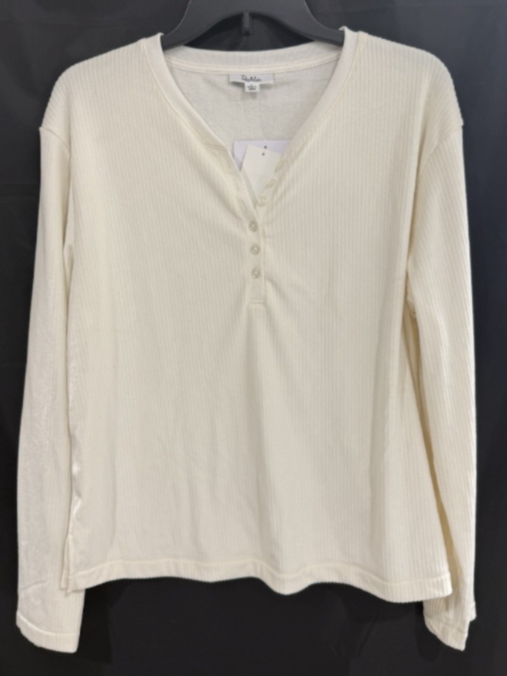 Roudelain Women's Ribbed Knit Long Sleeve Pajama Top Size L 12055